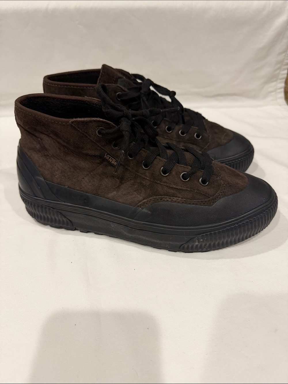 Vans Brown Suede High Top Sneakers with Black Rubber Sole